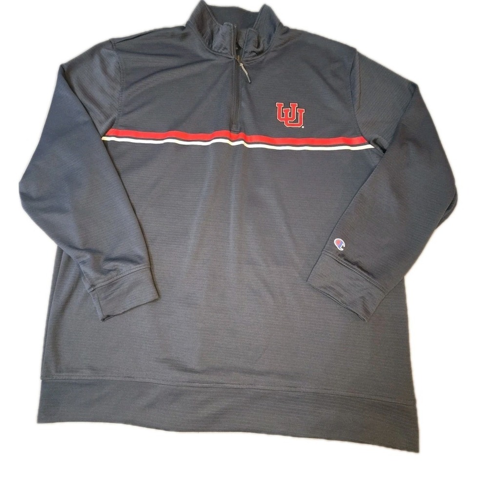 Champion U of U Utah Utes NCAA Mens Jacket Sweatshirt Gray XL 1/4 Zip Pullove